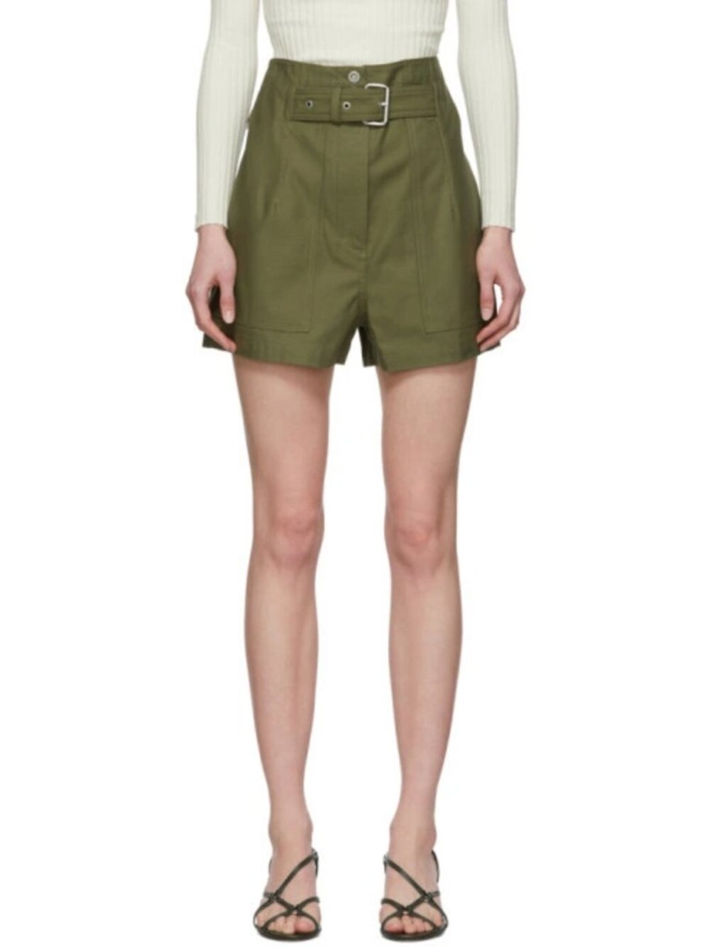 3.1 Phillip Lim Olive Belted Cargo Utility Shorts